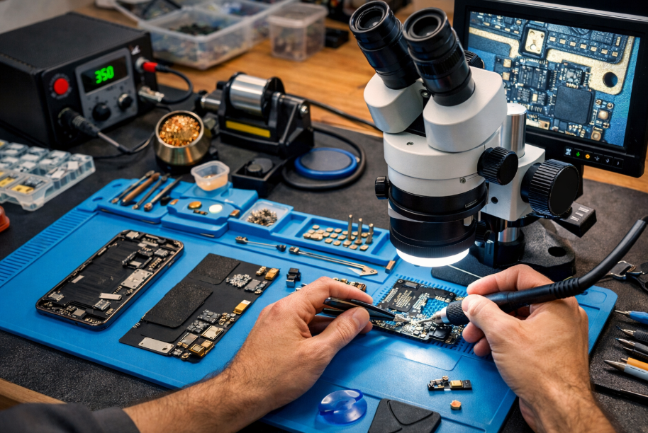 How a Phone Repair Mat and Soldering Microscopes for Electronic Repair Improve Efficiency in a Phone Repair Shop